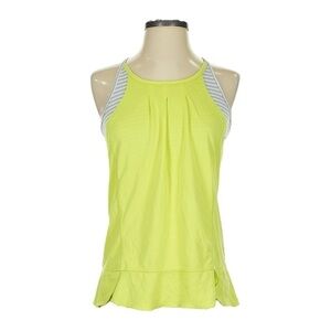 🌺 MPG Double Layer Dutch Neon Yellow Lime Stripe Athleisure Tank Top Size XS